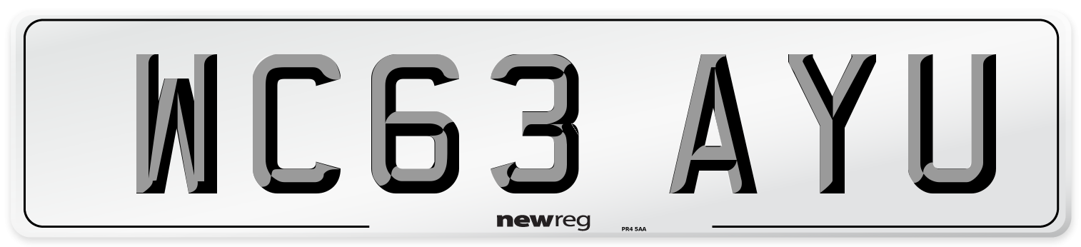 WC63 AYU Number Plate from New Reg